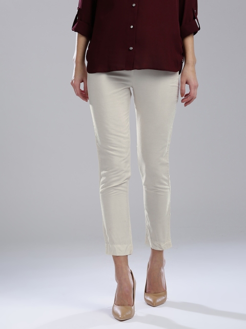

Wishful by W Women Off-White Regular Fit Solid Trousers
