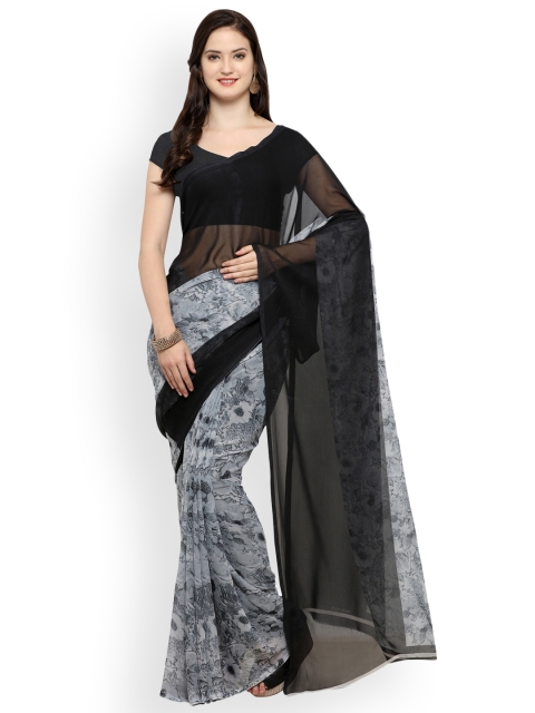 

Ligalz Black Printed Poly Georgette Saree