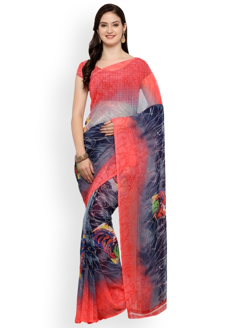 

Ligalz Red Printed Poly Georgette Saree