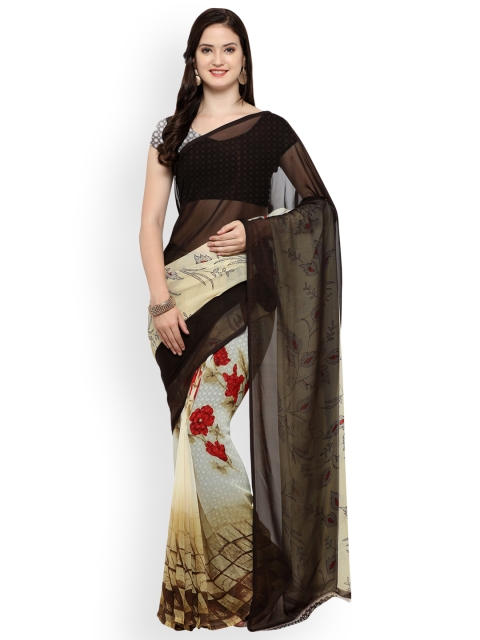 

Ligalz Black Printed Poly Georgette Saree