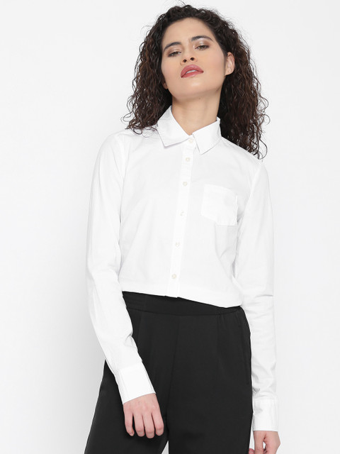 

Aeropostale Women White Solid Casual Shirt