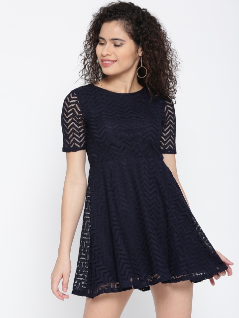

Aeropostale Women Navy Blue Lace Fit and Flare Dress