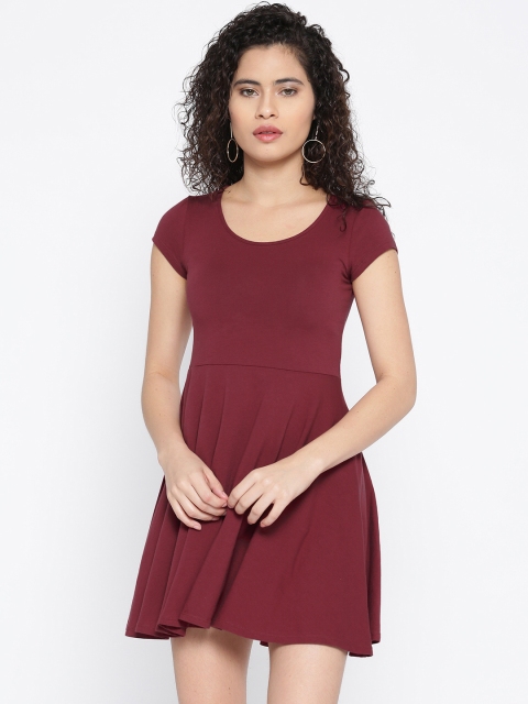 

Aeropostale Women Maroon Solid Fit and Flare Dress