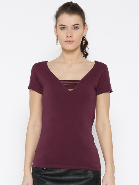 

Aeropostale Women Burgundy Solid Top