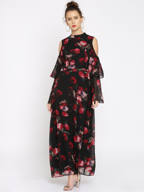 

RARE Women Black Printed Maxi Dress
