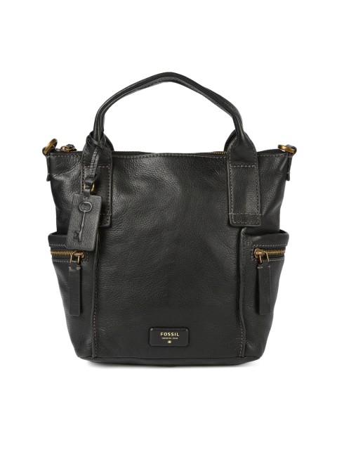 

Fossil Black Solid Leather Handheld Bag