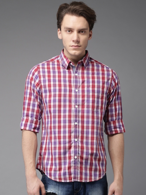 

Moda Rapido Men Red & Purple Regular Fit Checked Casual Shirt