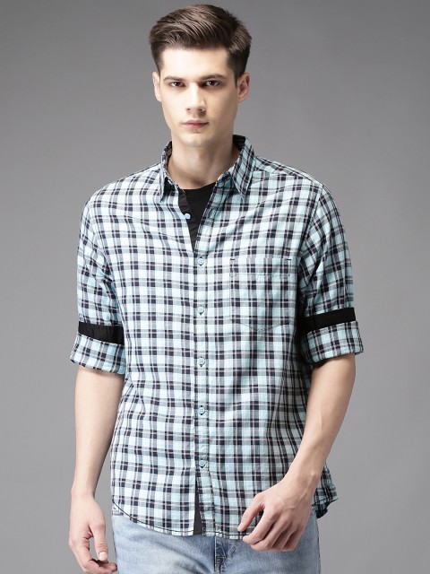 

Moda Rapido Men Blue & Black Regular Fit Checked Casual Shirt
