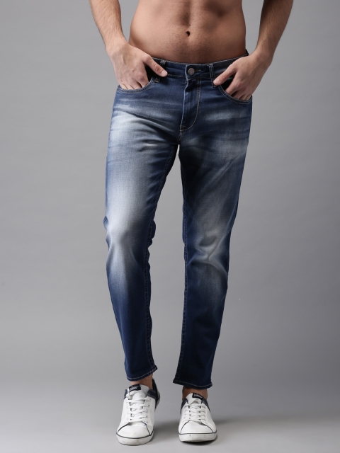 

HERE&NOW Men Blue Slim Fit Cropped Mid-Rise Clean Look Stretchable Jeans