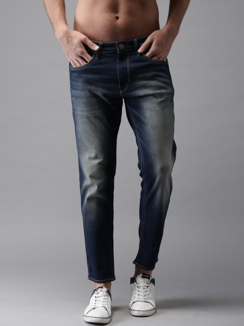 

HERE&NOW Men Blue Cropped Tapered Fit Mid-Rise Clean Look Stretchable Jeans