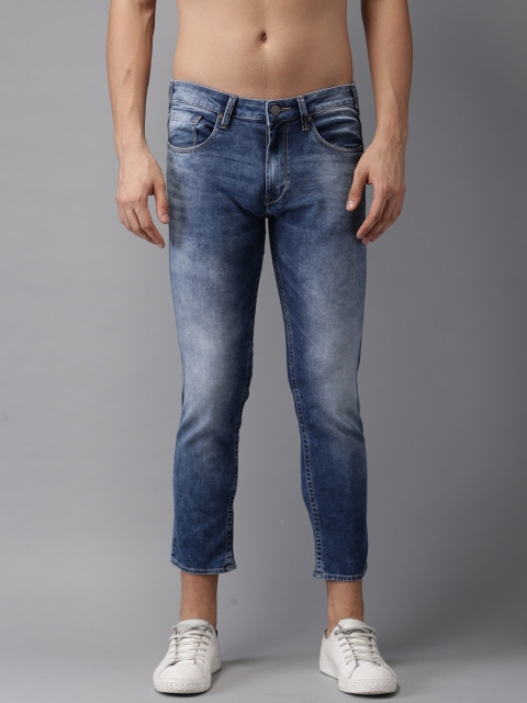 

HERE&NOW Men Blue Slim Fit Cropped Mid-Rise Clean Look Stretchable Jeans