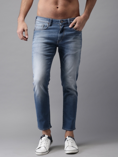 

HERE&NOW Men Blue Slim Fit Cropped Mid-Rise Clean Look Stretchable Jeans