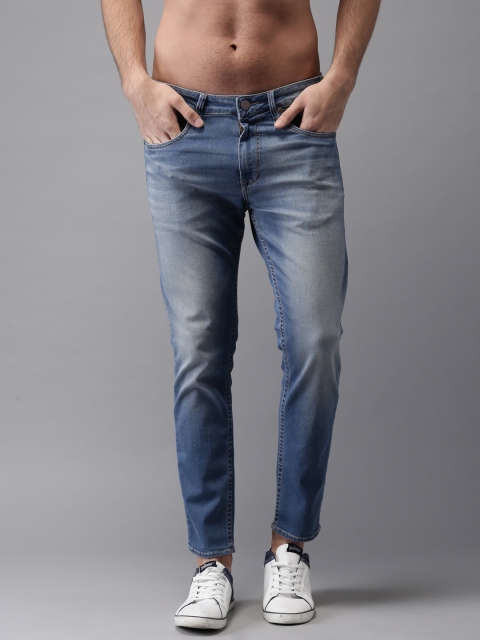

HERE&NOW Men Blue Skinny Fit Mid-Rise Clean Look Stretchable Cropped Jeans