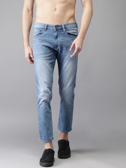 

Moda Rapido Men Blue Tapered Fit Cropped Mid-Rise Clean Look Stretchable Jeans