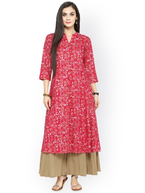 

Varanga Women Pink & White Printed Kurta with Palazzos