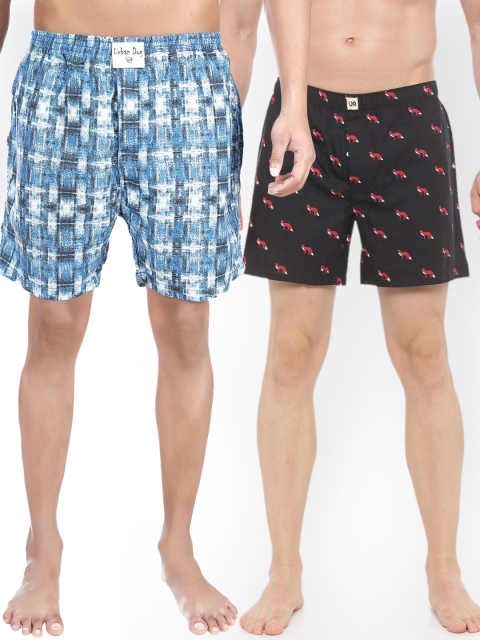 

Urban Dog Men Pack of 2 Printed Boxers, Blue