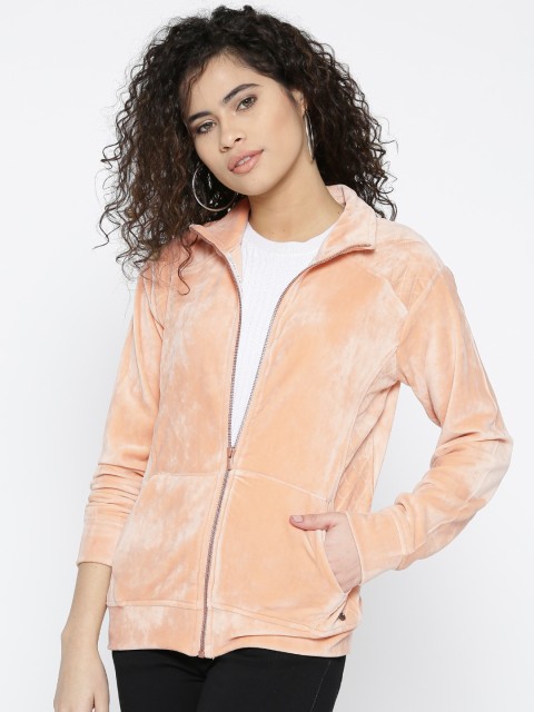 

Monte Carlo Women Peach-Coloured Solid Sweatshirt