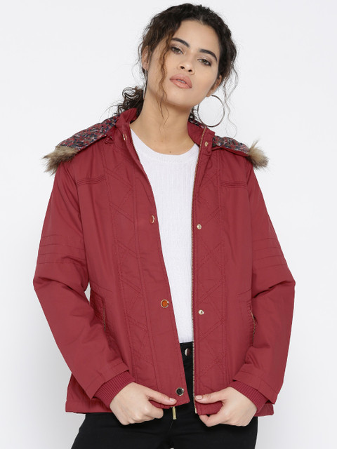

Monte Carlo Women Maroon Solid Parka Jacket