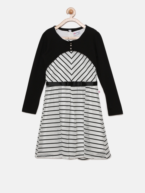 

Peppermint Girls White Striped Fit and Flare Dress