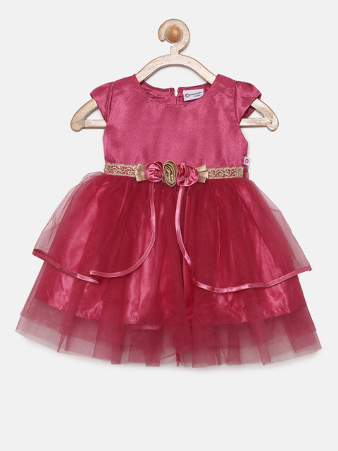 

Peppermint Girls Magenta Solid Fit and Flare Dress
