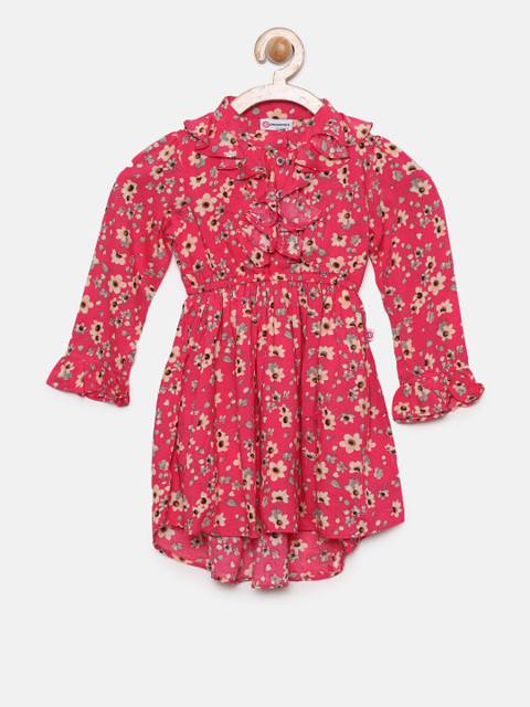 

Peppermint Girls Pink Printed Fit and Flare Dress