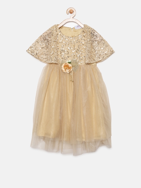 

Peppermint Girls Gold-Toned Sequinned Fit and Flare Dress