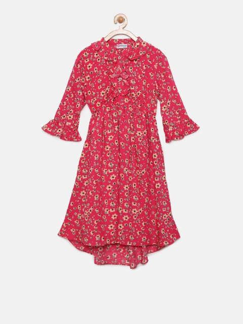 

Peppermint Girls Pink Printed Fit and Flare Dress