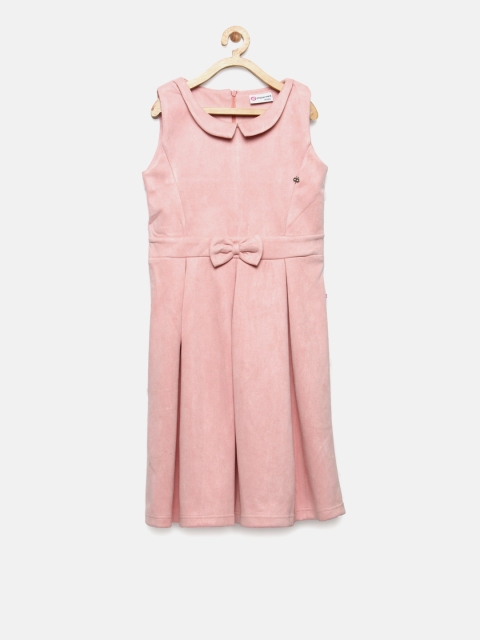 

Peppermint Girls Pink Solid Pleated A-Line Dress
