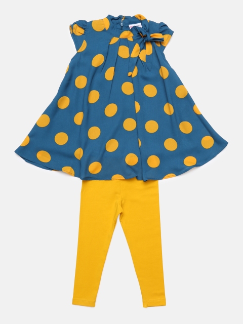 

Peppermint Girls Blue & Yellow Printed A-Line Dress