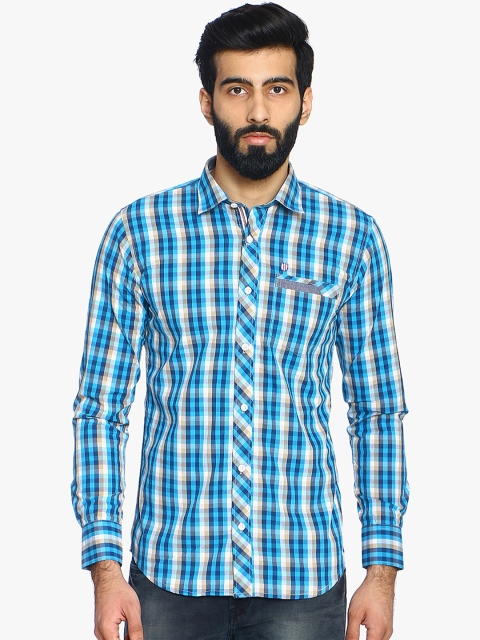 

Duke Men Blue Slim Fit Checked Casual Shirt