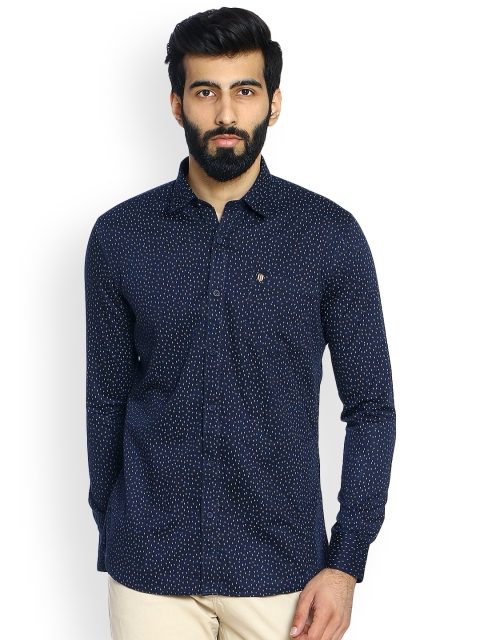 

Duke Men Navy Slim Fit Printed Casual Shirt, Navy blue