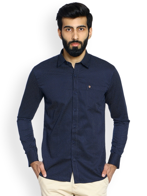 

Duke Men Navy Blue Slim Fit Printed Casual Shirt