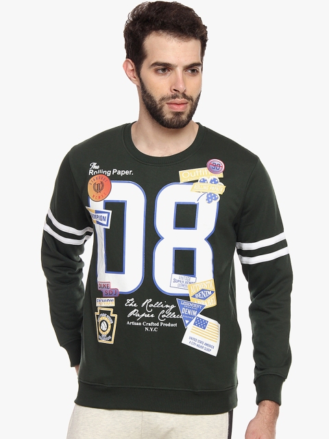 

Duke Men Green Printed Sweatshirt