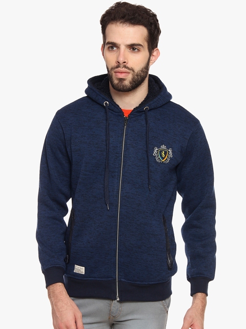 

Duke Men Blue Solid Hooded Sweatshirt