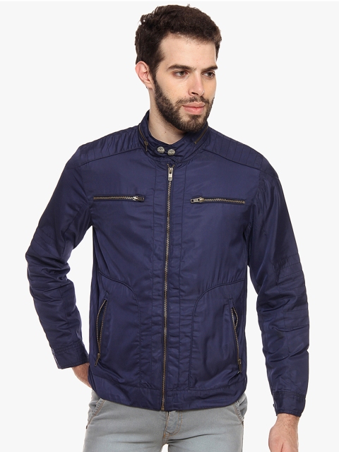 

Duke Men Navy Blue Solid Bomber