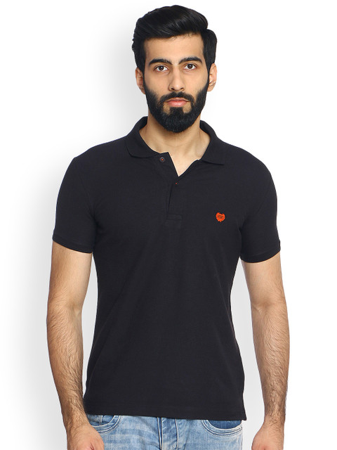 

Duke Men Black Solid Polo Collar T-shirt