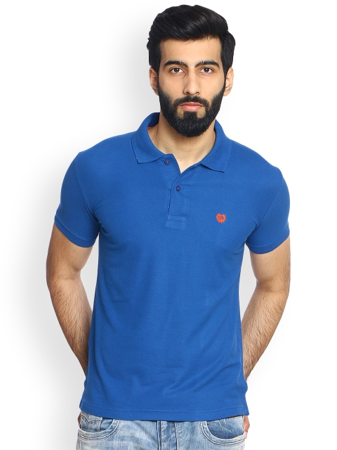 

Duke Men Blue Solid Polo Collar T-shirt