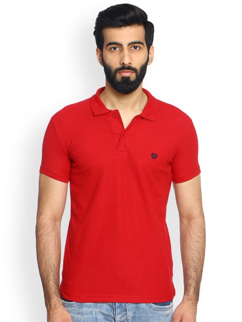 

Duke Men Red Solid Polo Collar T-shirt