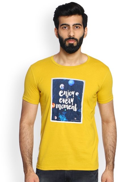 

Duke Men Yellow Printed Round Neck T-shirt