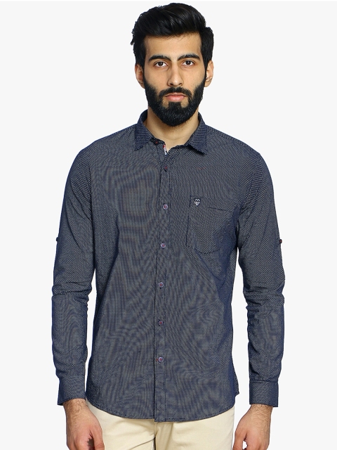 

Duke Men Navy Blue Slim Fit Printed Casual Shirt