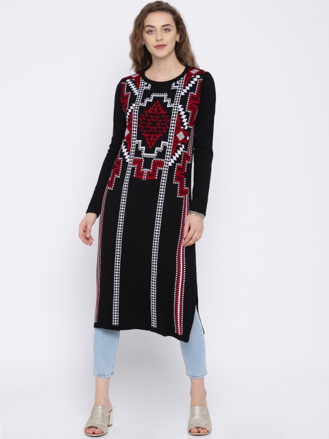 

Global Desi Women Black Patterned Kurta