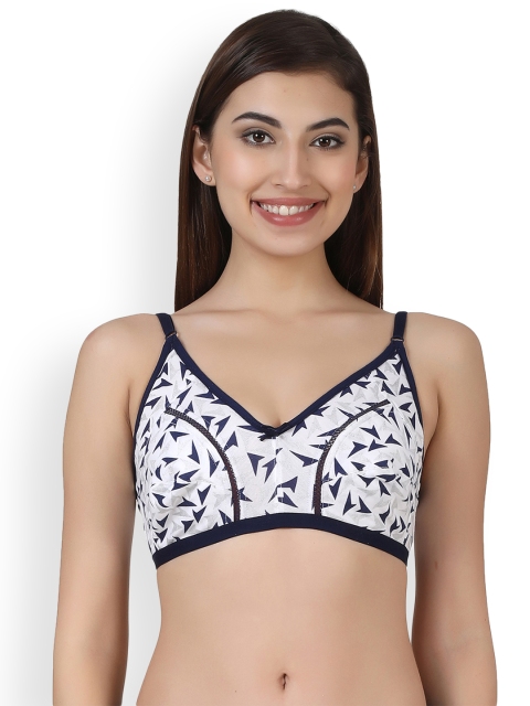 

Clovia White Printed Non-Wired Non Padded Everyday Bra