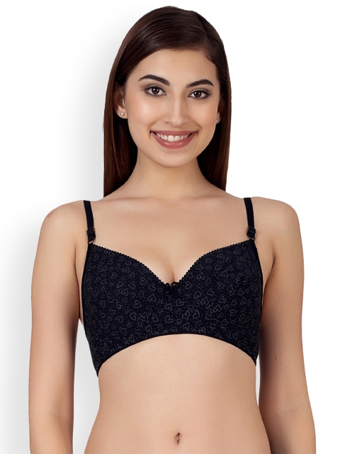 

Clovia Black Printed Non-Wired Non Padded Everyday Bra