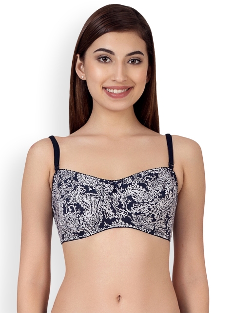 

Clovia Grey & Navy Blue Printed Non-Wired Non Padded Balconette Bra