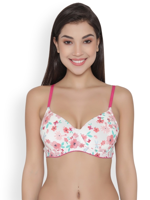 

Clovia White Printed Underwired Lightly Padded Everyday Bra