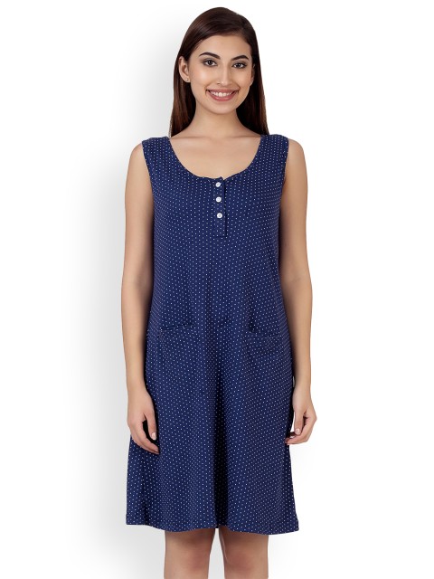 

Clovia Blue Printed Nightdress NS0874M08