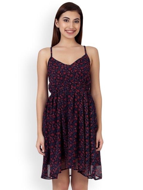 

Clovia Navy Blue Printed Nightdress RW0012P08