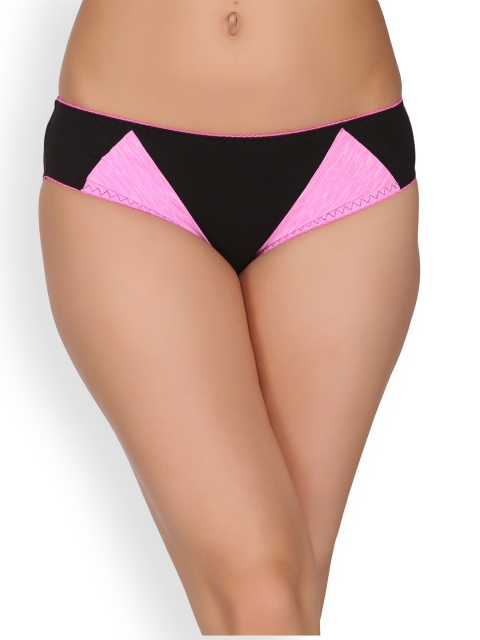 

Clovia Women Black & Pink Colourblocked Bikini Briefs