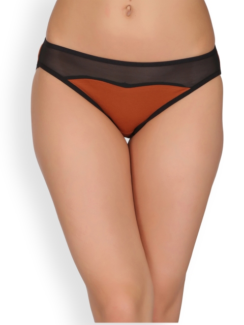 

Clovia Women Brown & Black Colourblocked Bikini Briefs