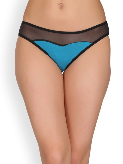 

Clovia Women Teal-Blue & Black Colourblocked Bikini Briefs